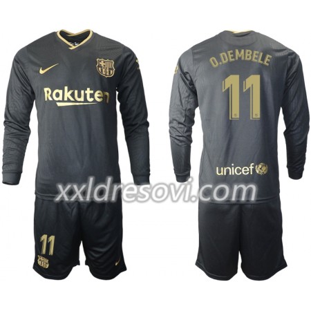 FC Barcelona Ousmane Dembele 11 Drugi Dječji Komplet Dresovi za Nogomet 2020-2021 Dugim Rukavima (+ kratke hlače)